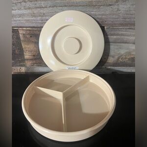 Thunder Group Melamine Divided Plate N-608-1 8 1/4” With Lid Nustone NEW